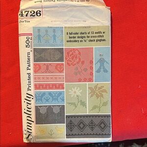 Simplicity Cross-Stitch Pattern with 8 Vibrant Designs for gingham . New